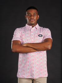 Red And White Splatter With Oval G Polo