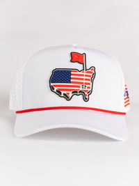 White USA Flag Roped Hat