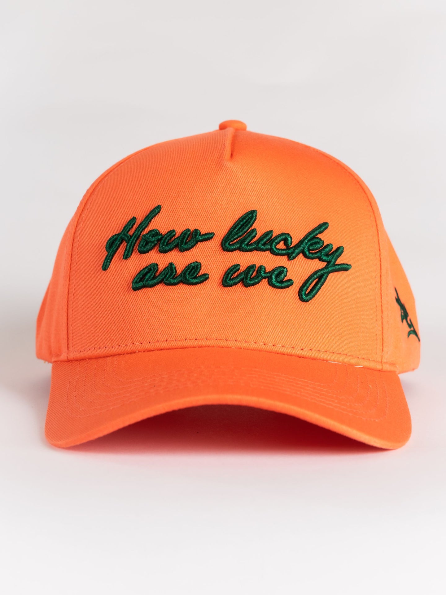 Orange 'How lucky are we' Canvas Hat