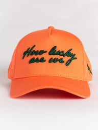 Orange 'How lucky are we' Canvas Hat