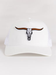 White Longhorn Mesh Hat