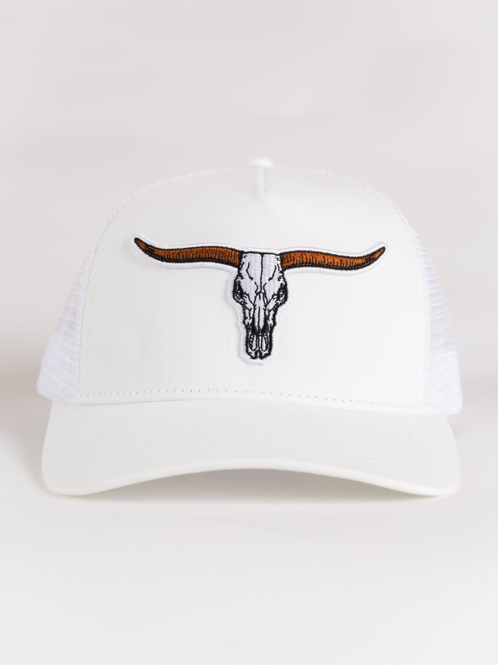 White Longhorn Mesh Hat