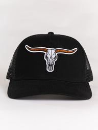 Black Longhorn Mesh Hat