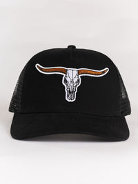 Black Longhorn Mesh Hat