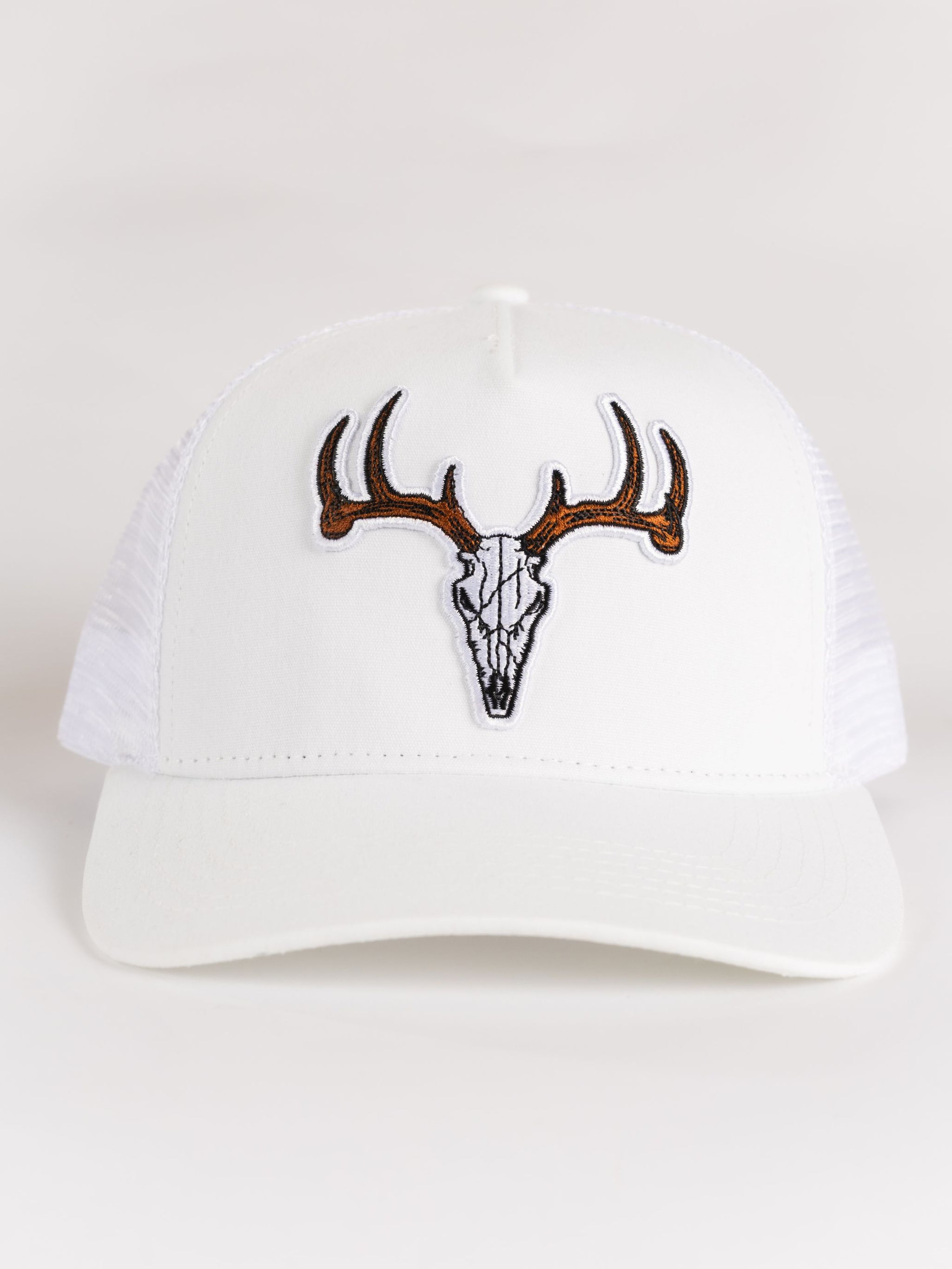 White Buck Head Mesh Hat