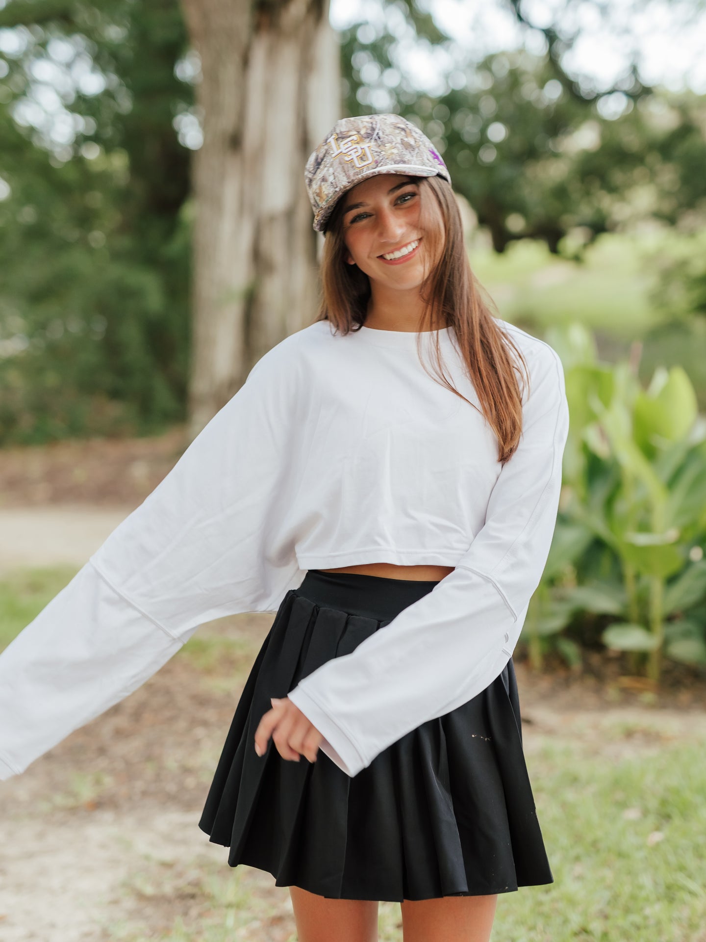 AG Long Sleeve Active Crop Top | White image 0