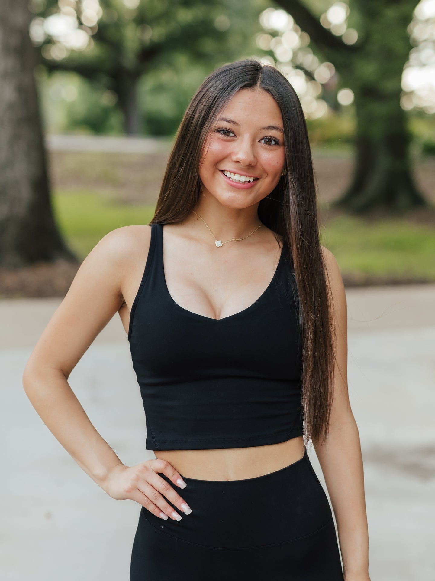 AG V-Neck Padded Active Top | Black image 0