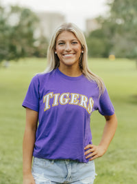 Purple 'Tigers' Block Tee
