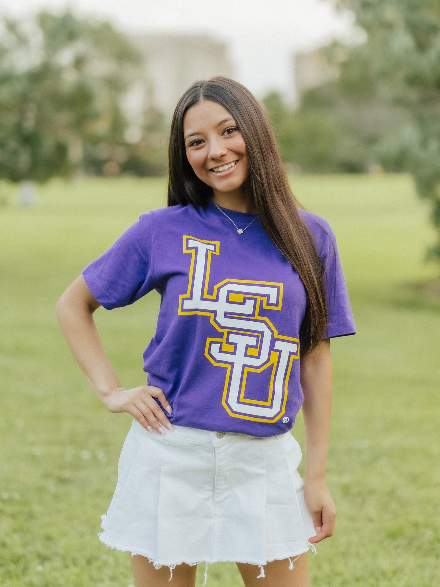Purple LSU Block Tee