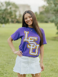 Purple LSU Block Tee