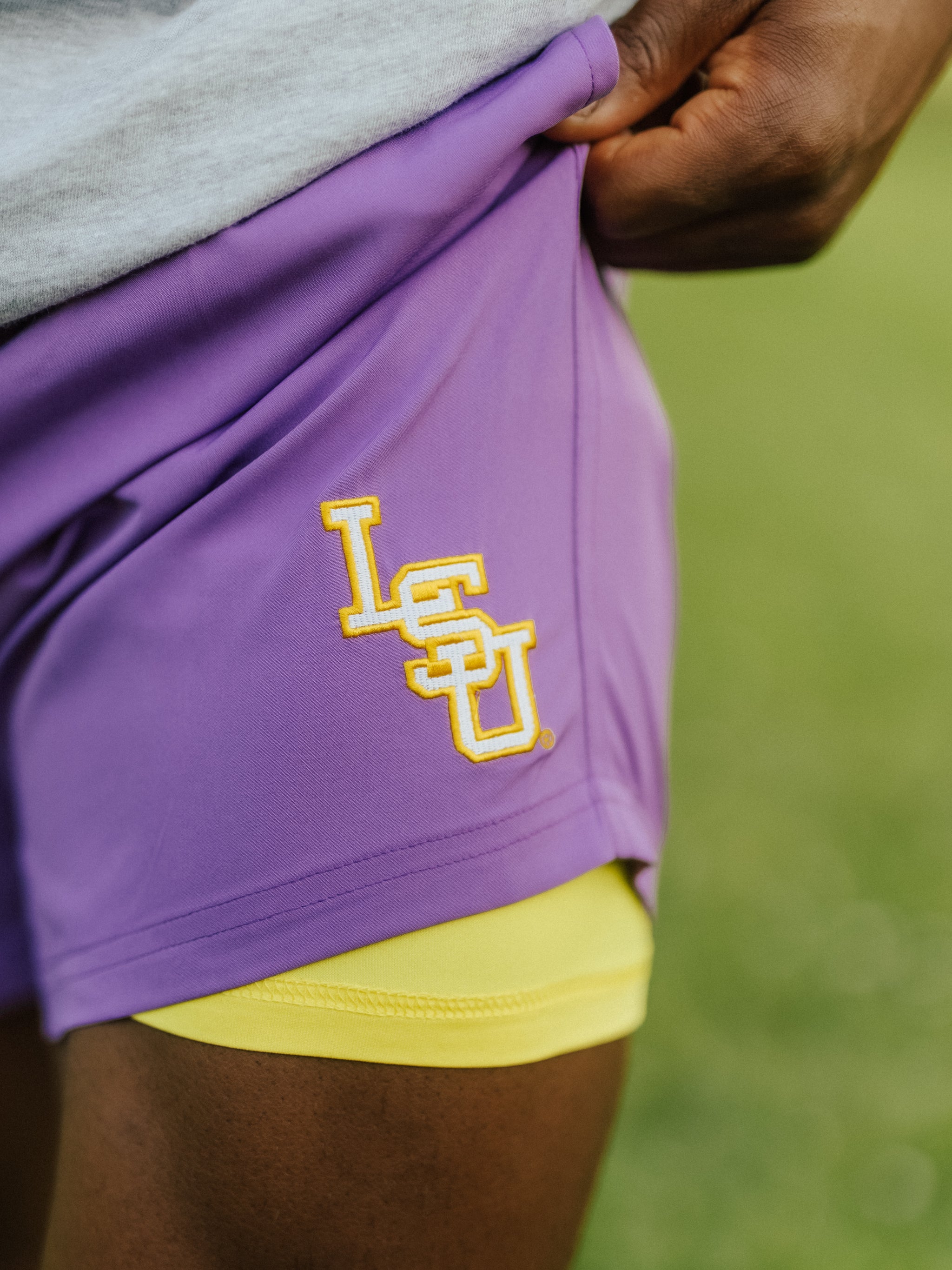Purple LSU Lined Nylon Shorts