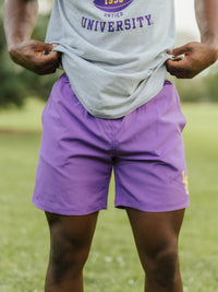 Purple LSU Lined Nylon Shorts