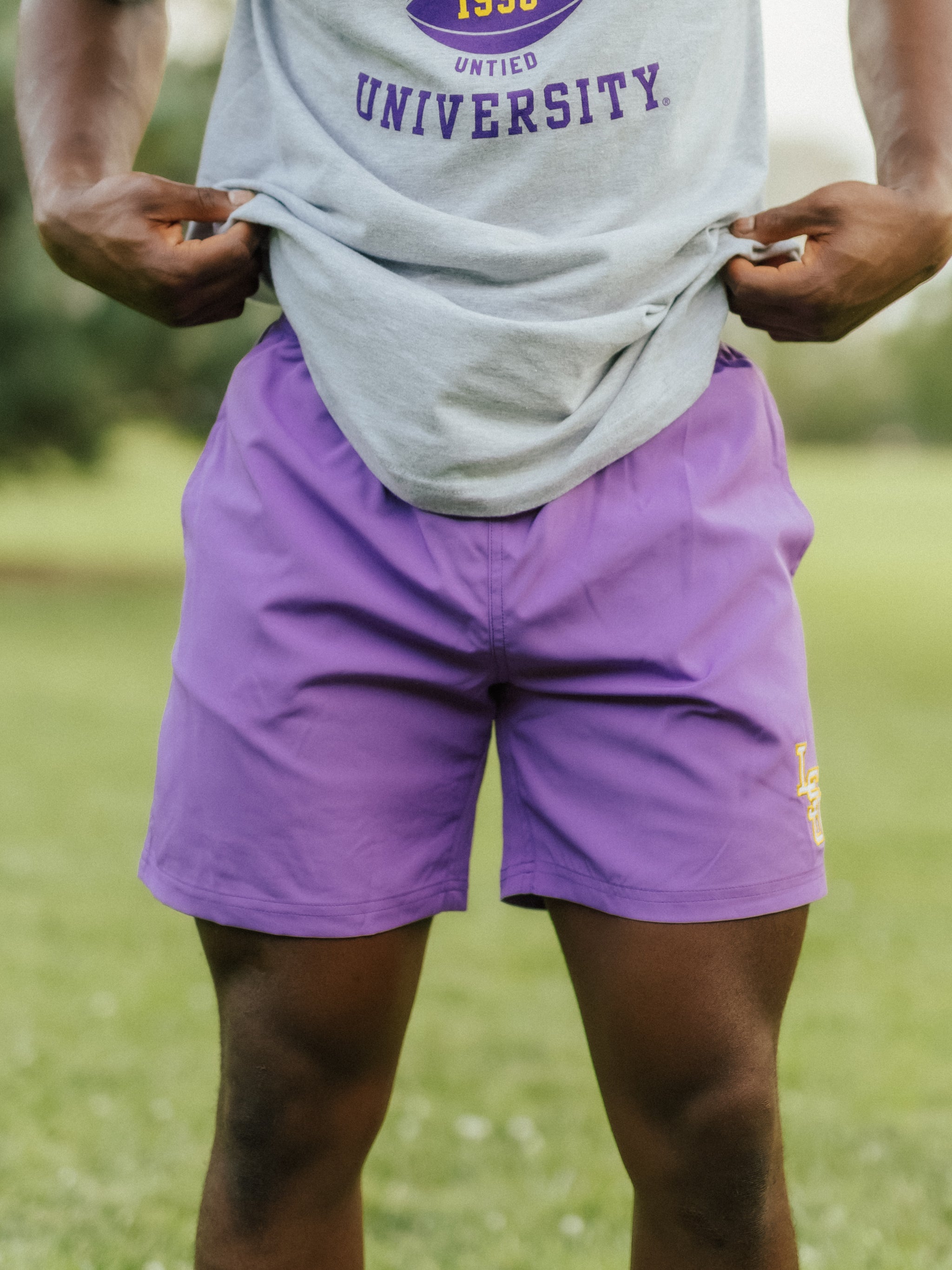 Purple LSU Lined Nylon Shorts