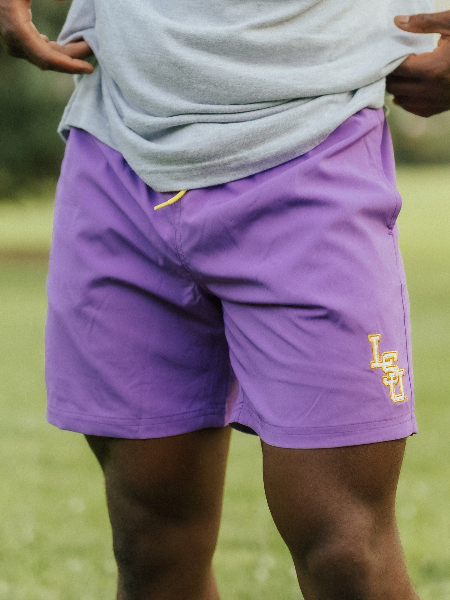 Purple LSU Lined Nylon Shorts