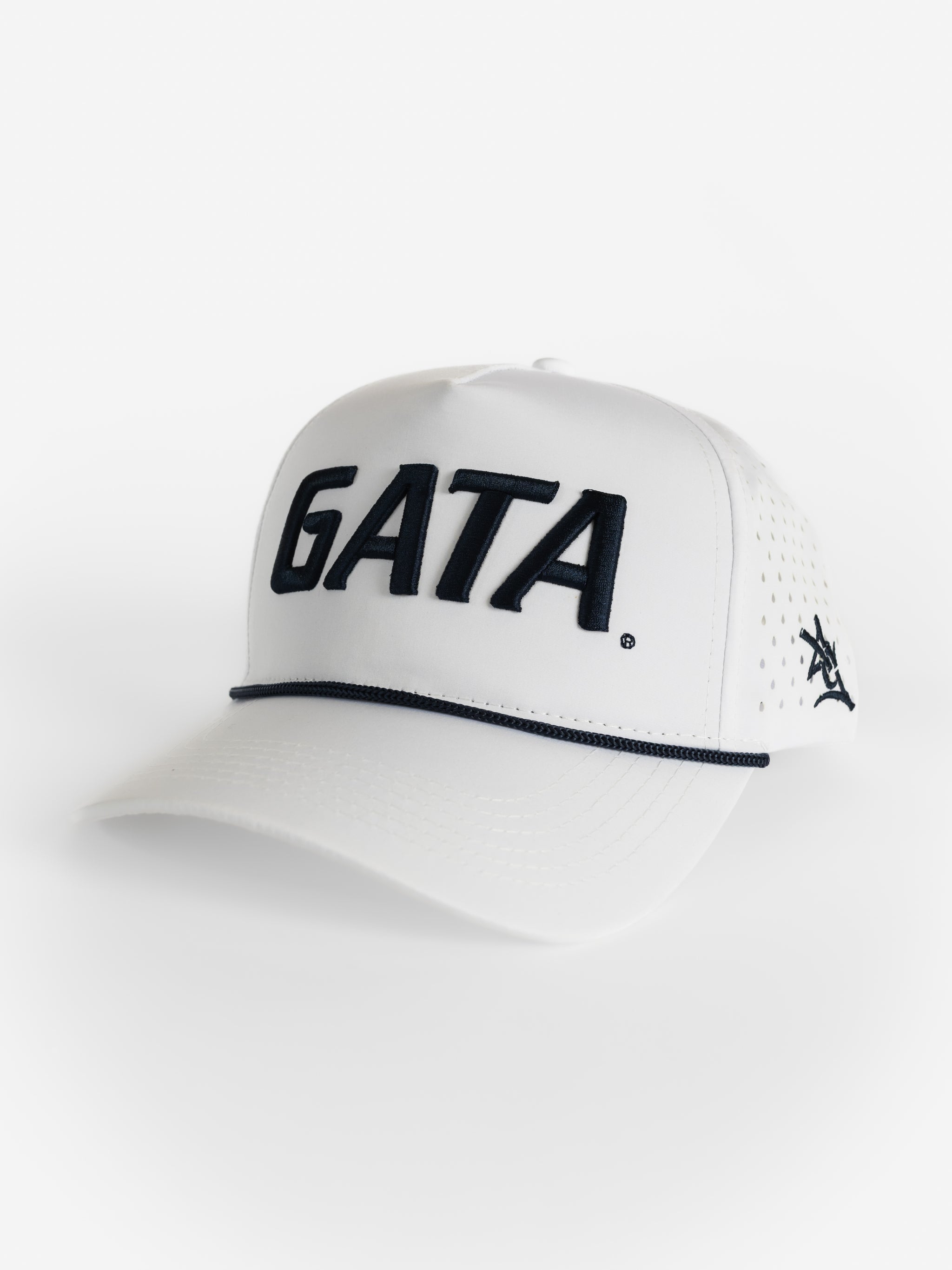 White Mesh Rope 'GATA' Hat