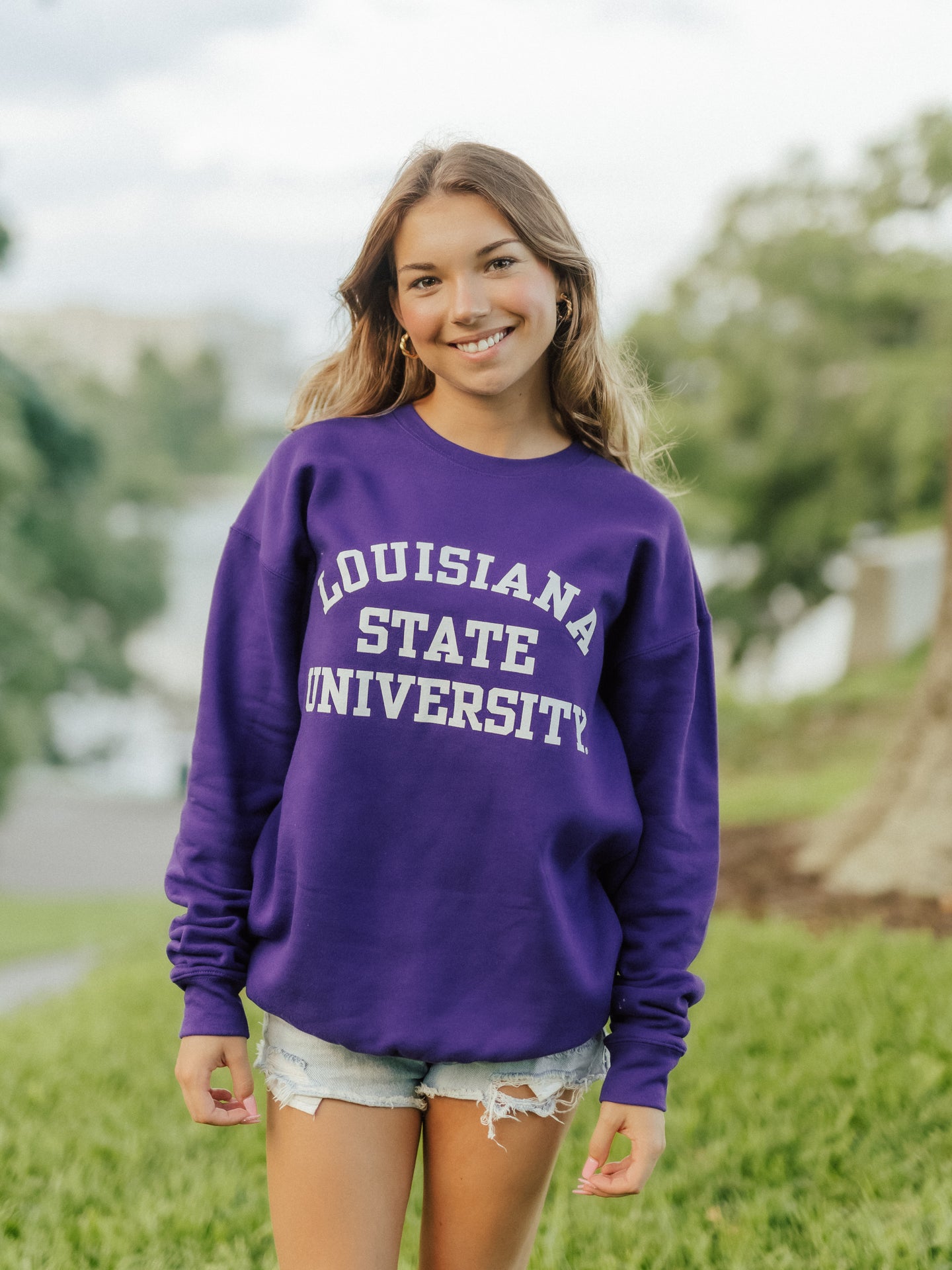 Purple LSU Mono Crewneck
