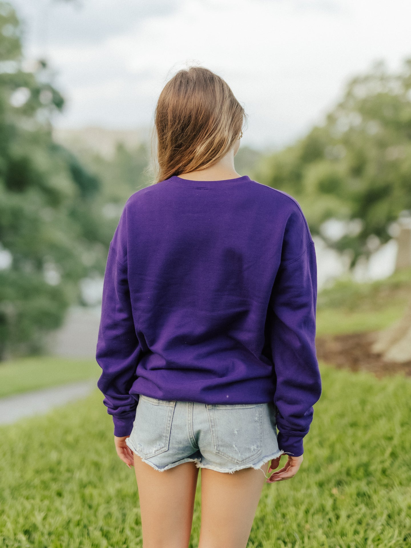 Purple LSU Mono Crewneck