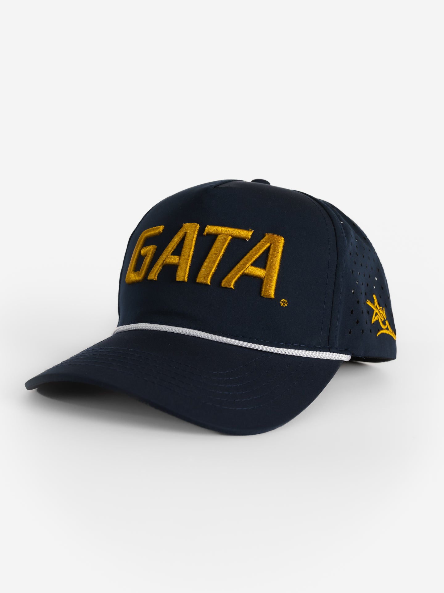 Navy Mesh Rope Gold 'GATA' Hat