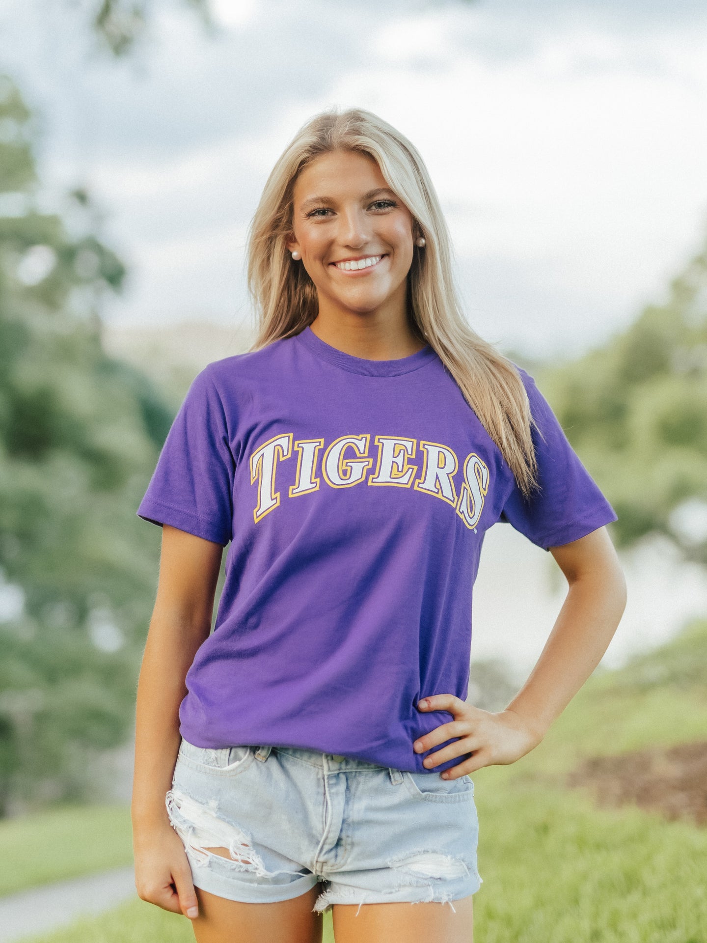 Purple 'Tigers' Block Tee