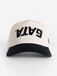White Canvas Navy Bill Upside Down 'GATA' Hat