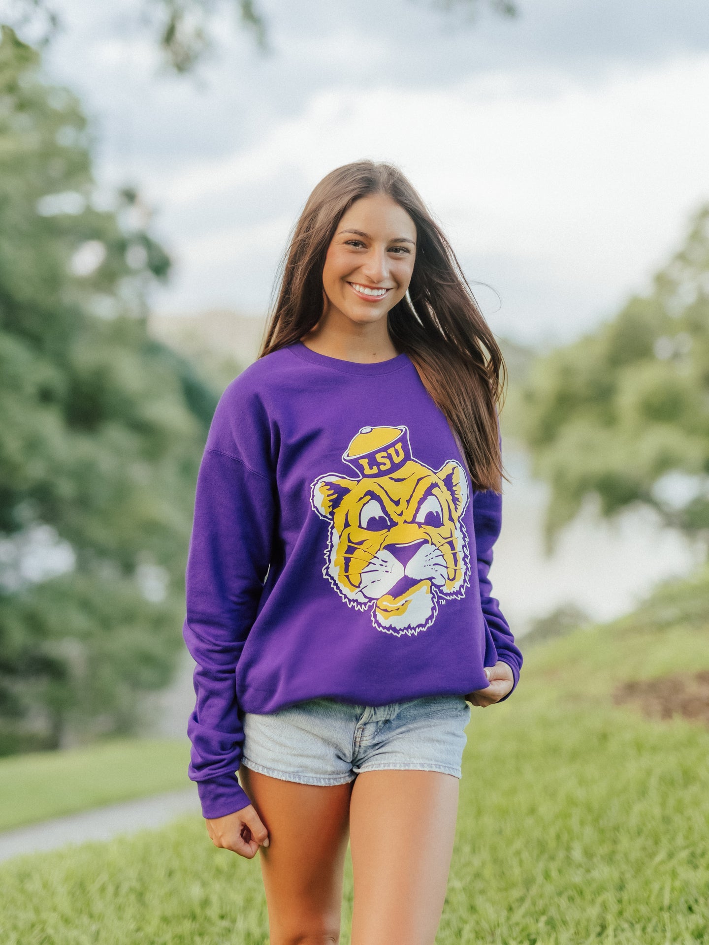 Purple Retro Mike Head Crewneck