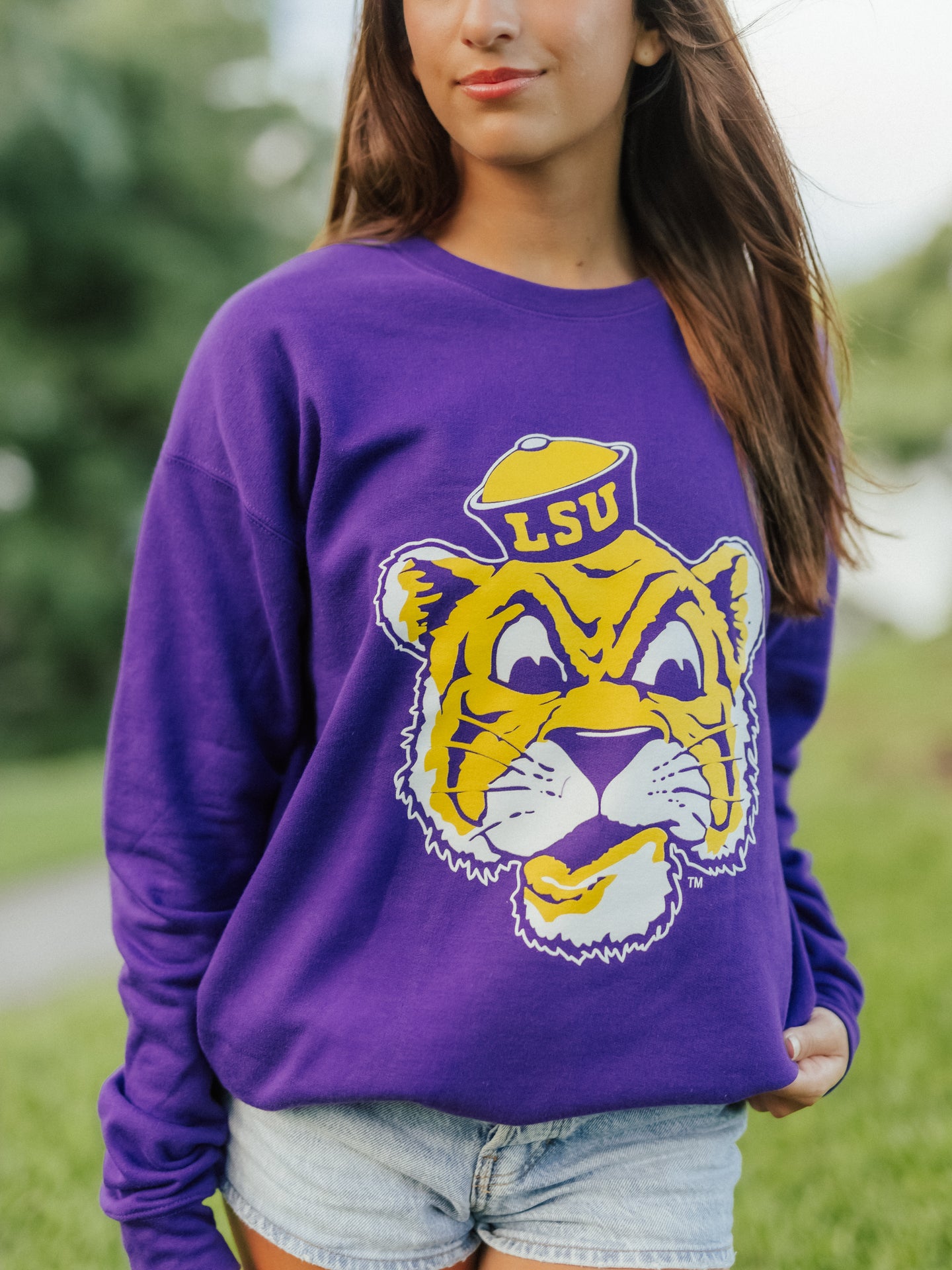 Purple Retro Mike Head Crewneck