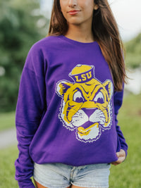 Purple Retro Mike Head Crewneck