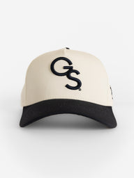 White Canvas Navy Bill 'GS' Hat