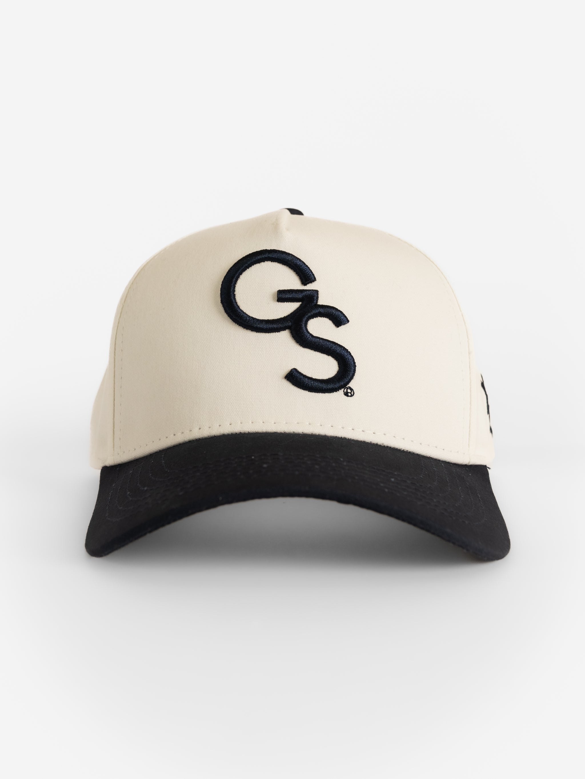 White Canvas Navy Bill 'GS' Hat