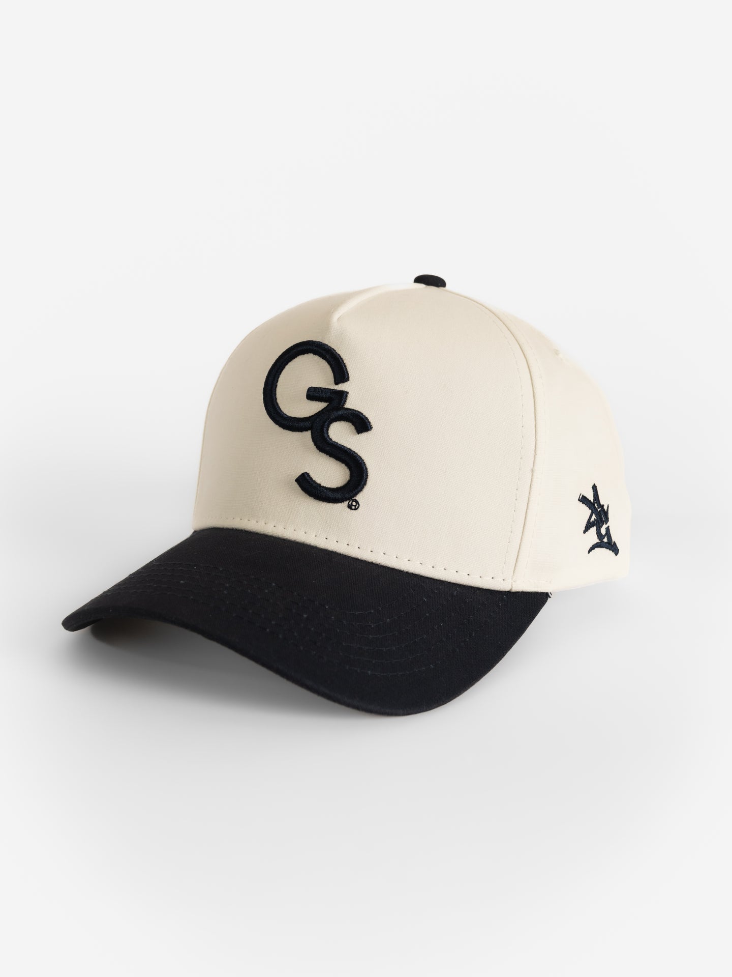 White Canvas Navy Bill 'GS' Hat