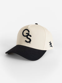 White Canvas Navy Bill 'GS' Hat