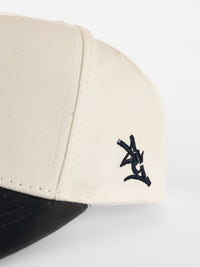 White Canvas Navy Bill 'GS' Hat
