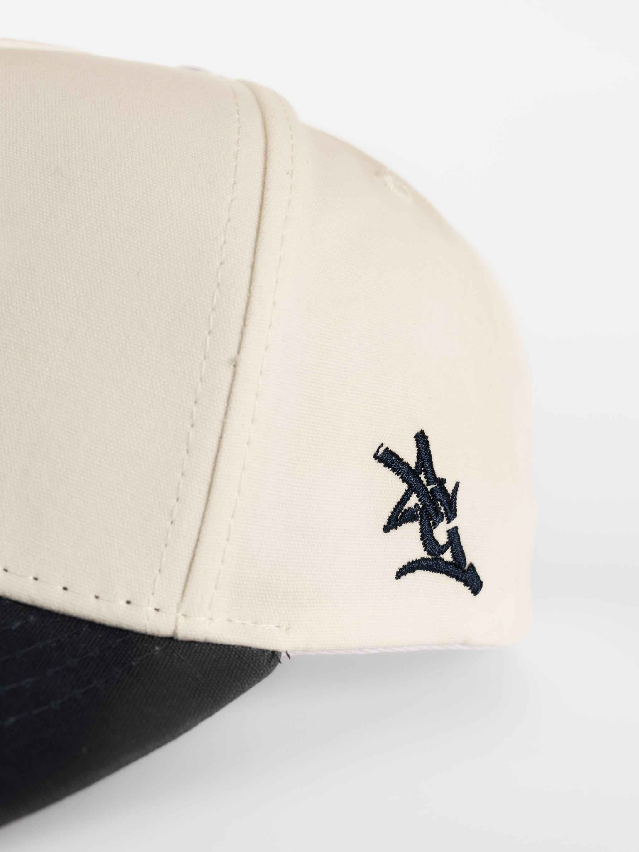 White Canvas Navy Bill 'GS' Hat