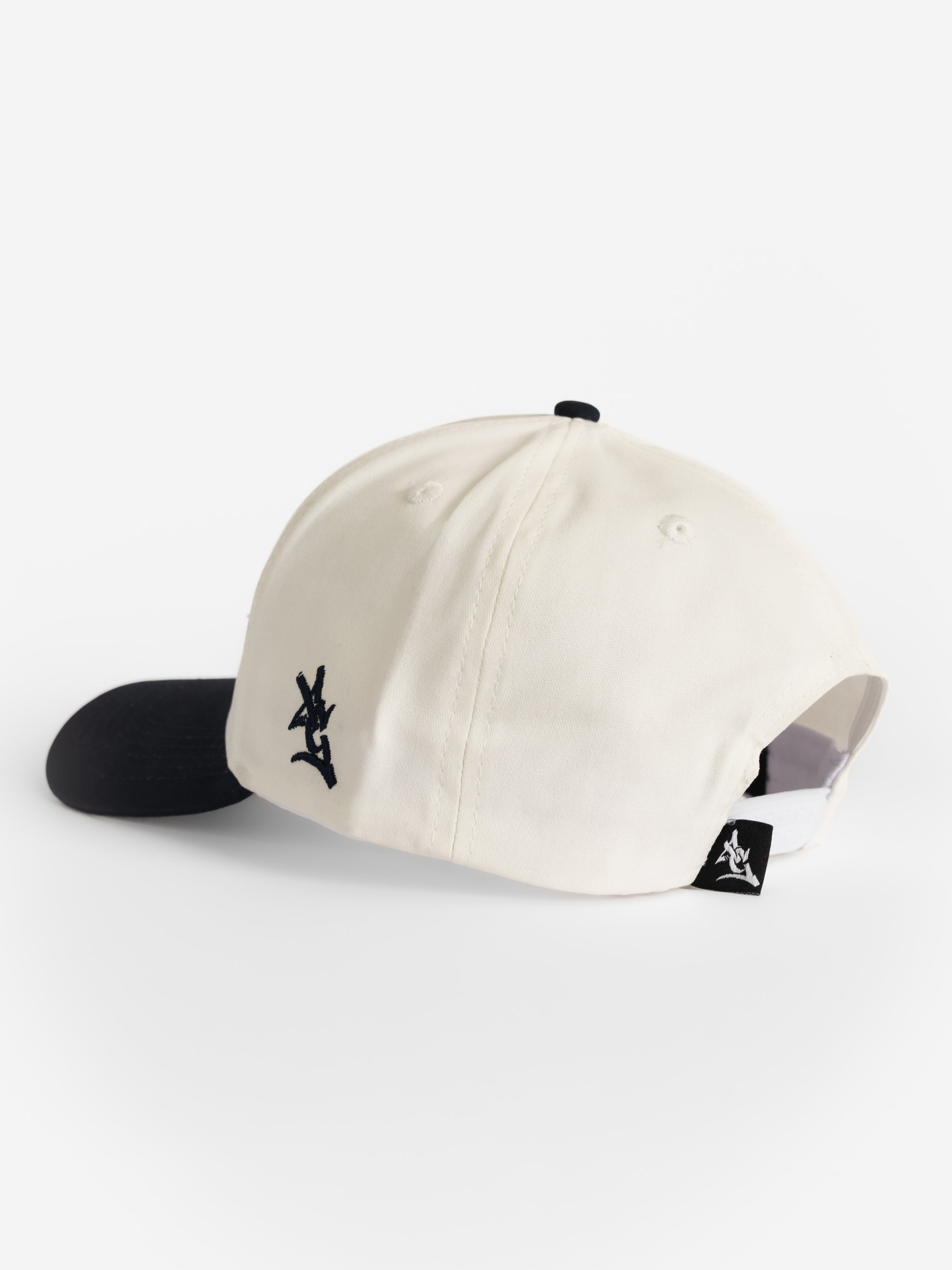 White Canvas Navy Bill 'GS' Hat