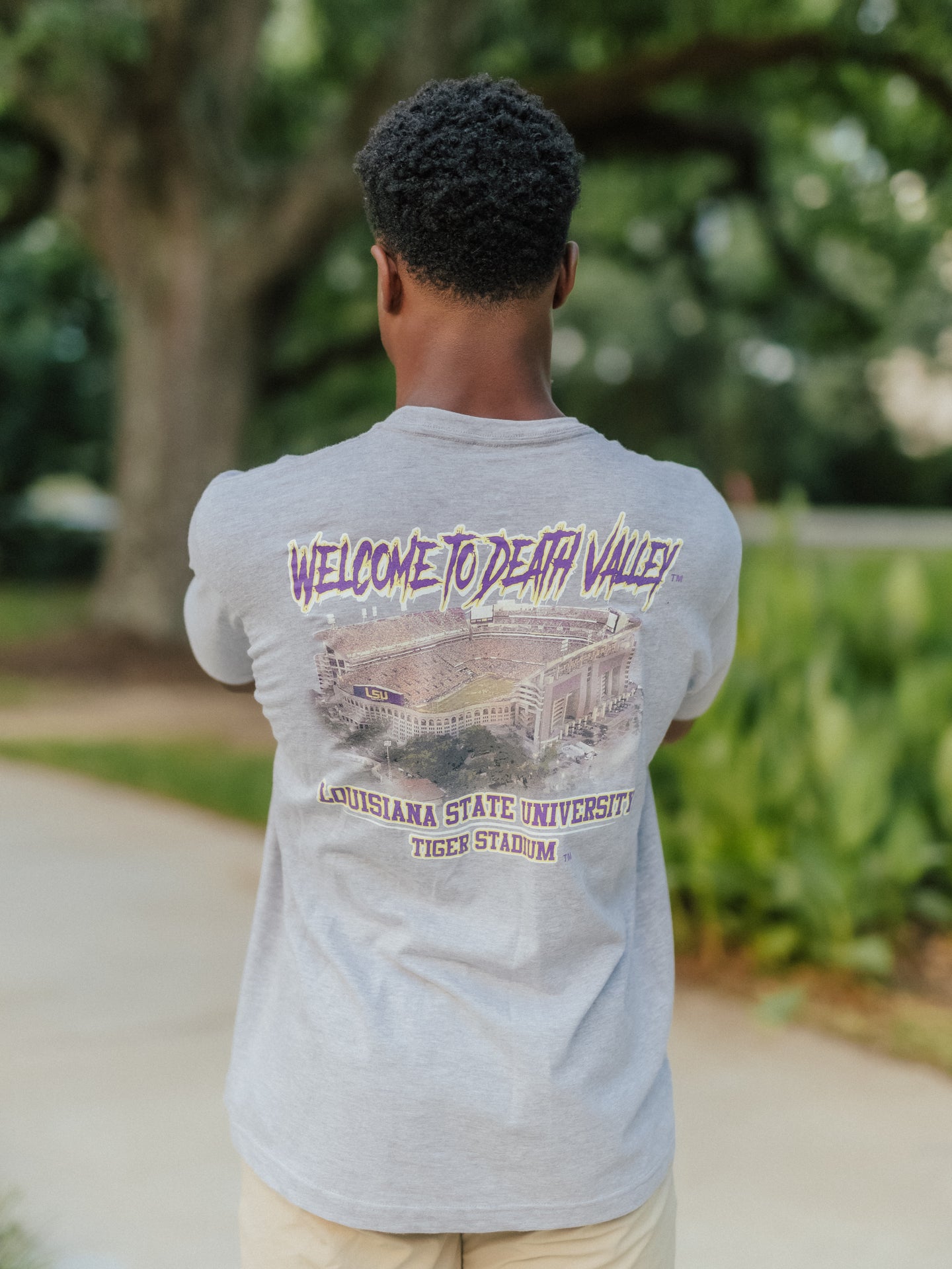 Grey LSU Death Valley Tee