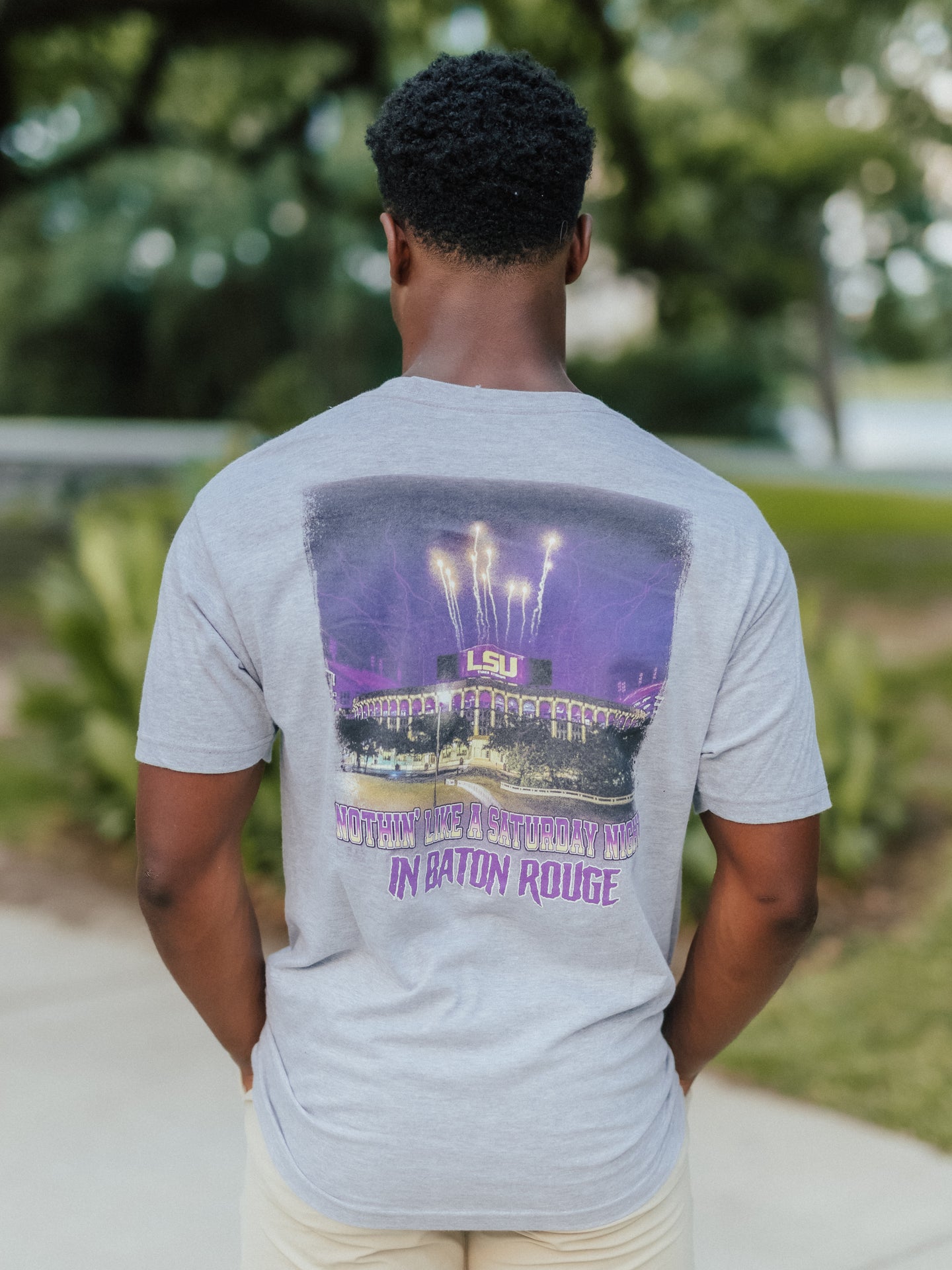 Grey LSU Saturday Night Tee