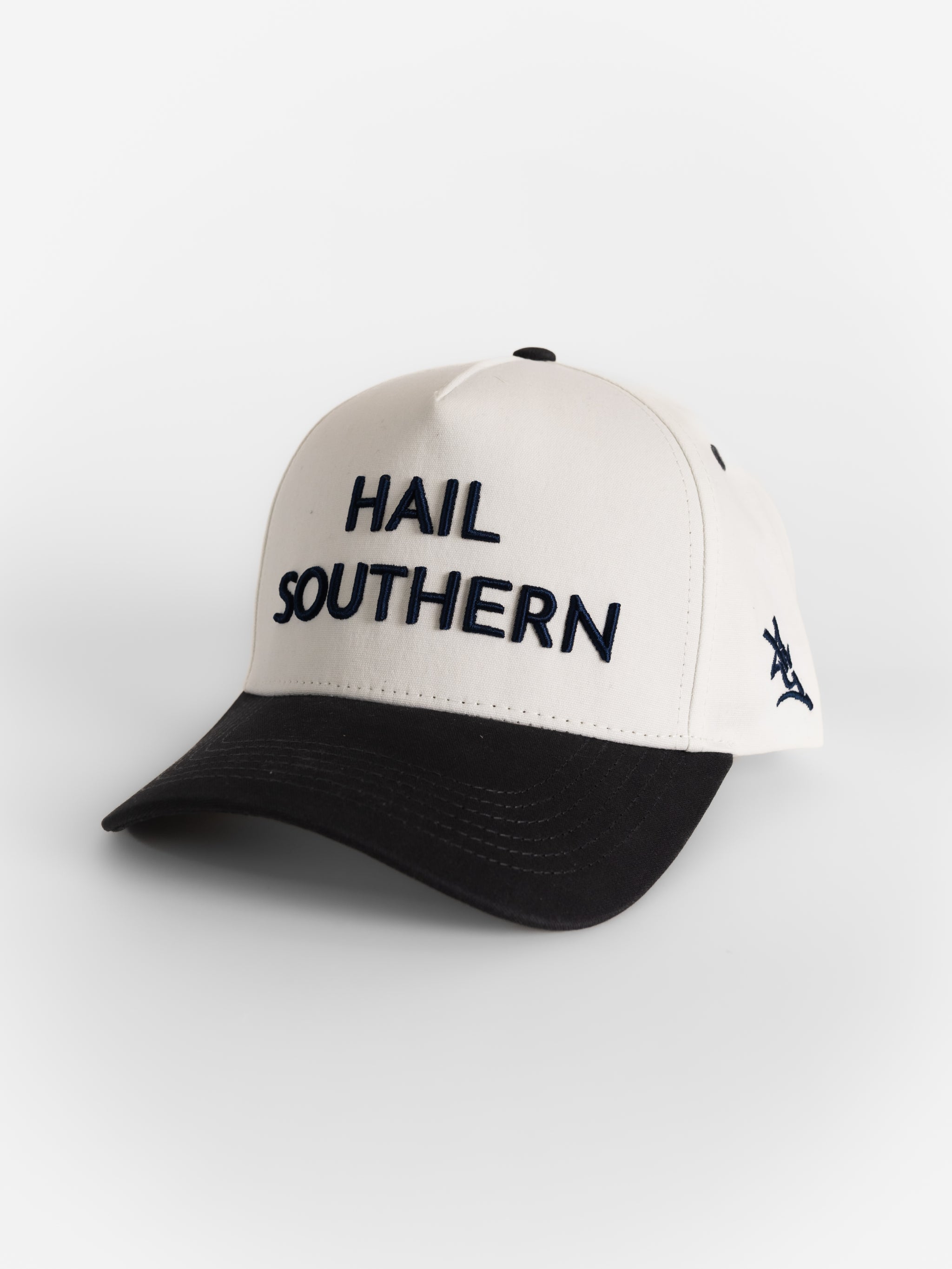 White Canvas Navy Bill 'Hail Southern' Hat
