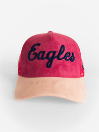 Pink Suede Mesh Navy Eagles Script Hat