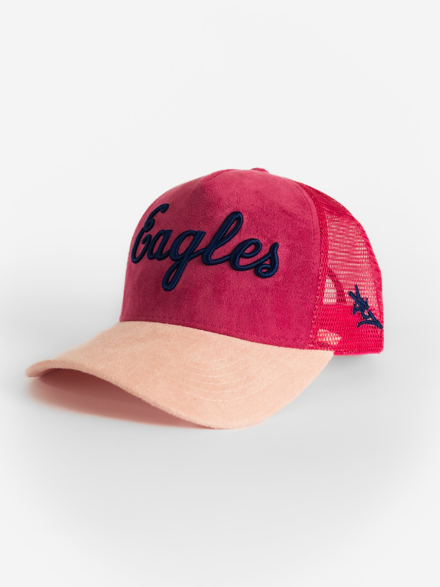 Pink Suede Mesh Navy Eagles Script Hat