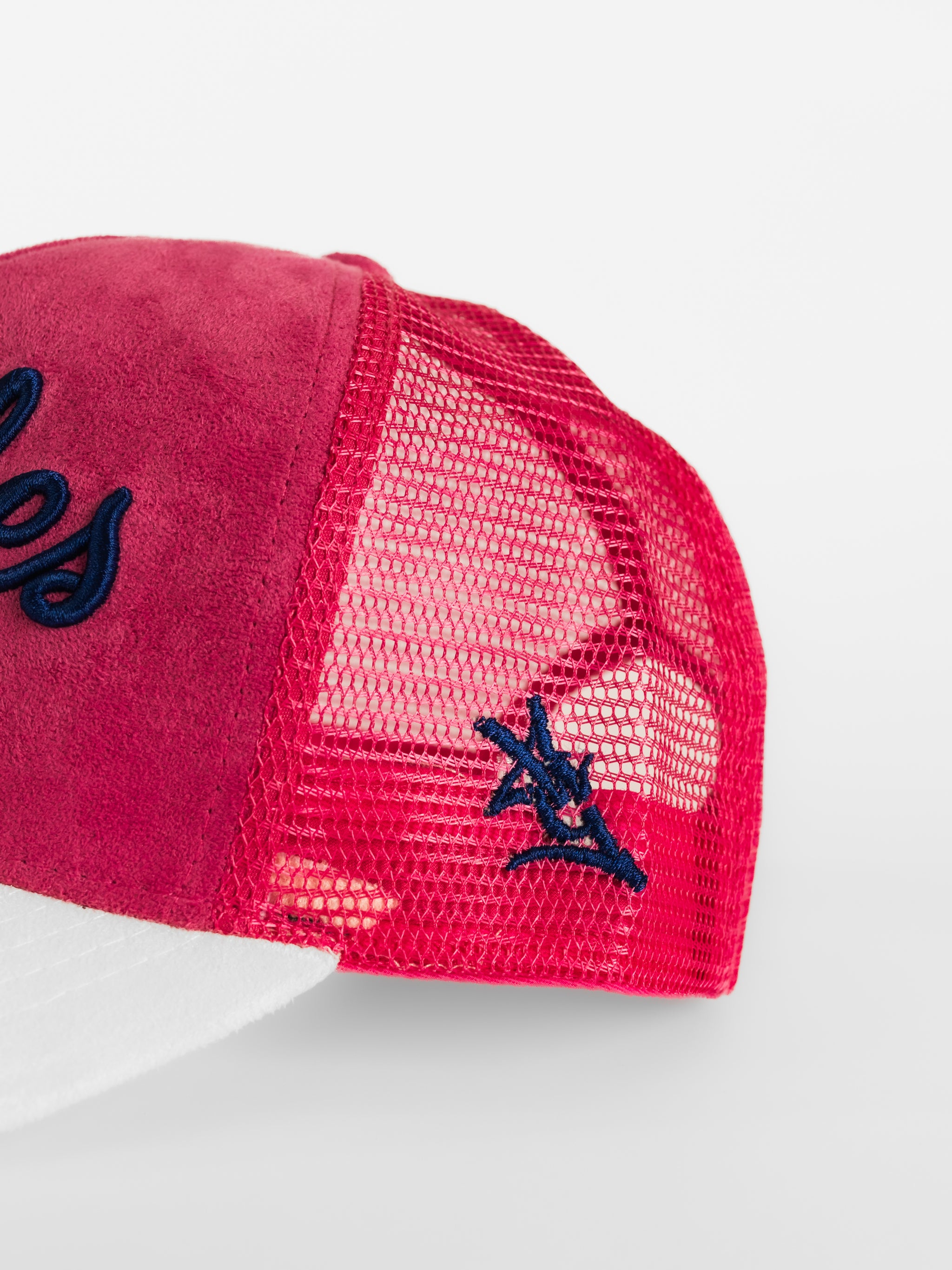 Pink Suede Mesh Navy Eagles Script Hat