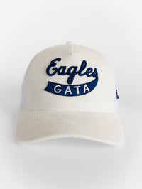 White Suede Mesh Eagles Script GATA Tail Hat
