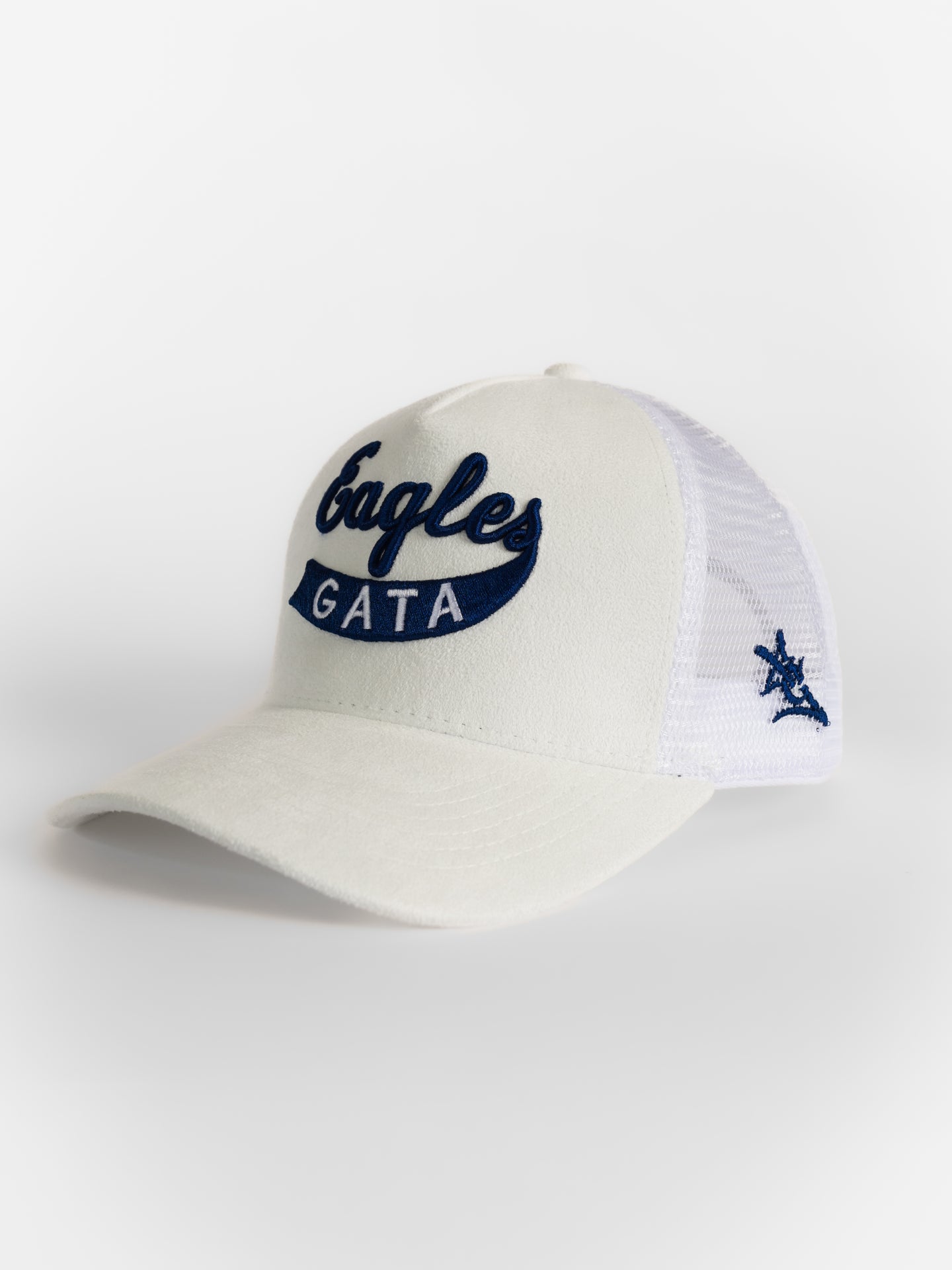 White Suede Mesh Eagles Script GATA Tail Hat