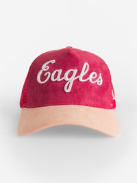 Pink Suede Mesh White Eagles Script Hat