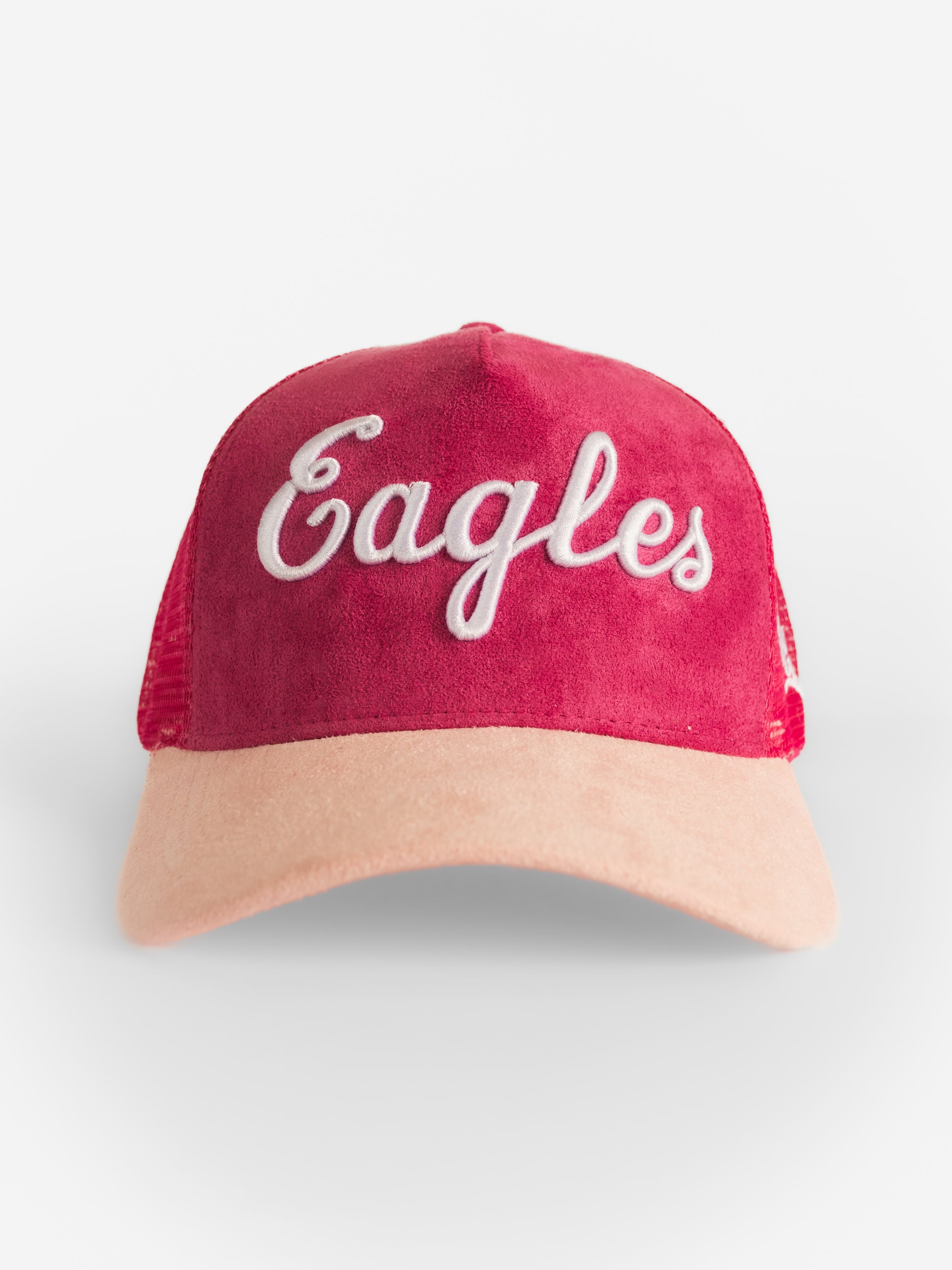 Pink Suede Mesh White Eagles Script Hat