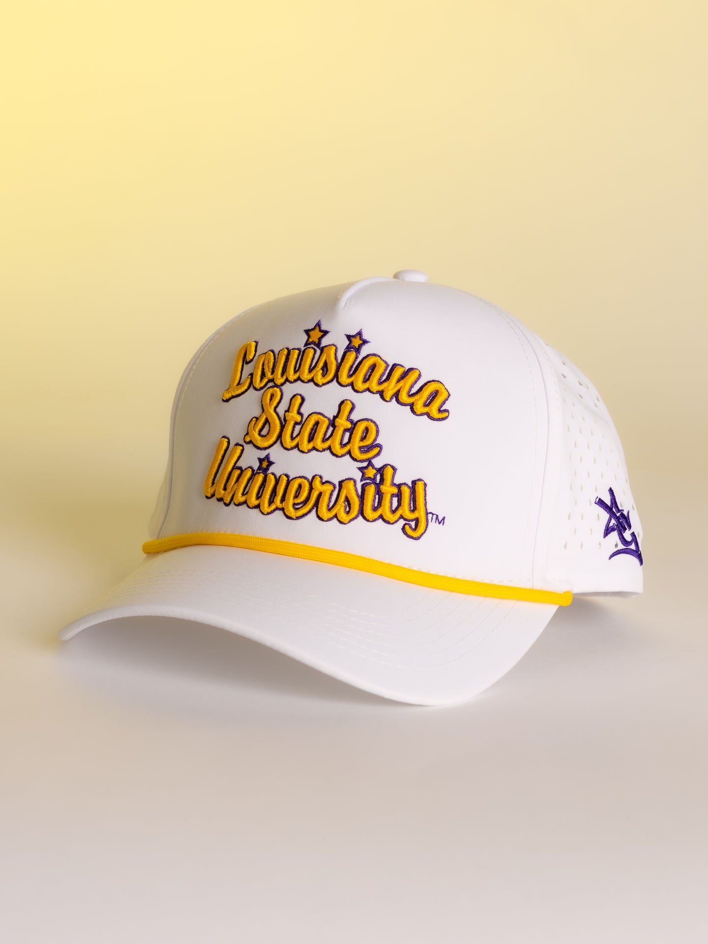 White LSU Script Hat