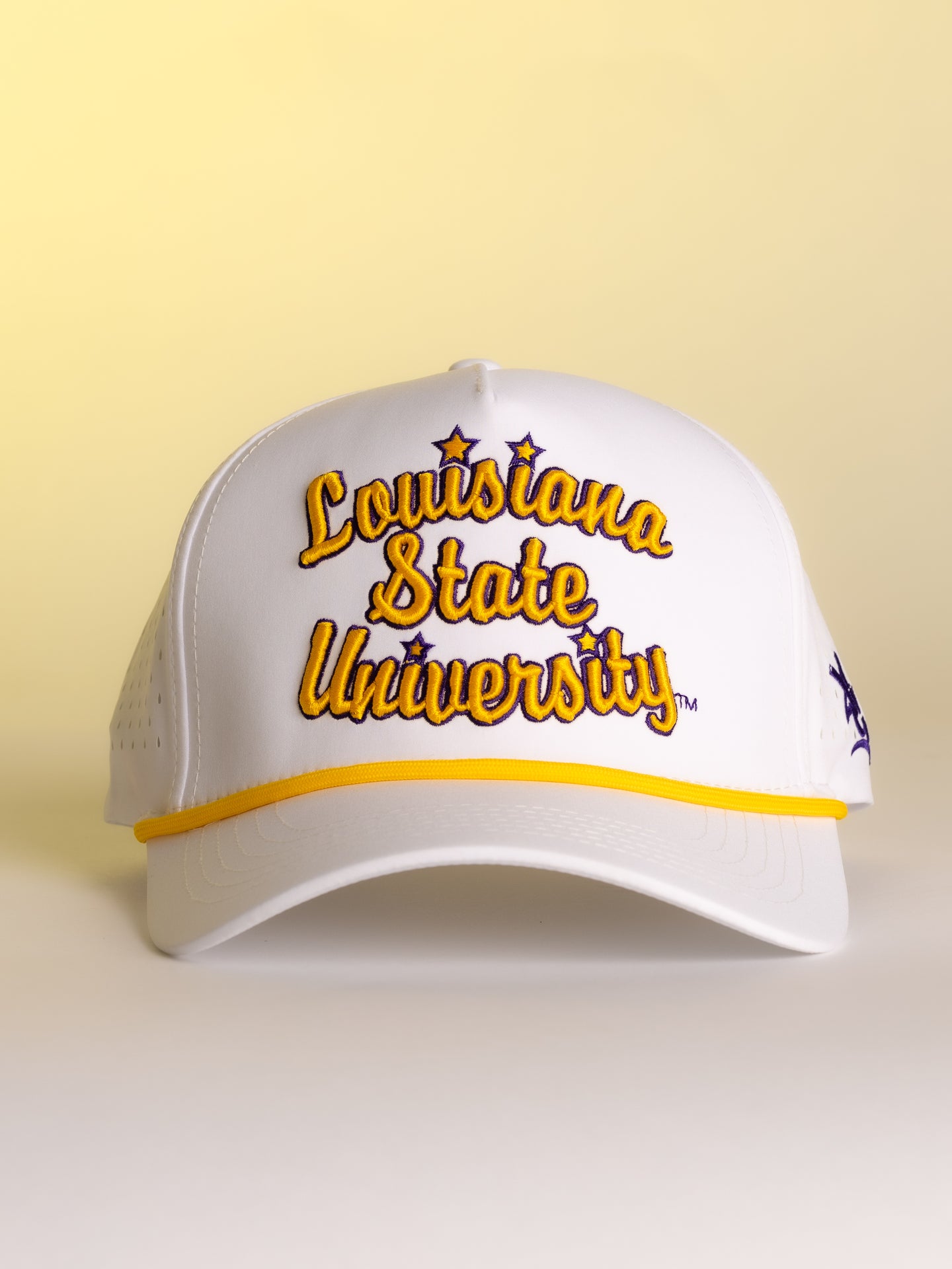 White LSU Script Hat