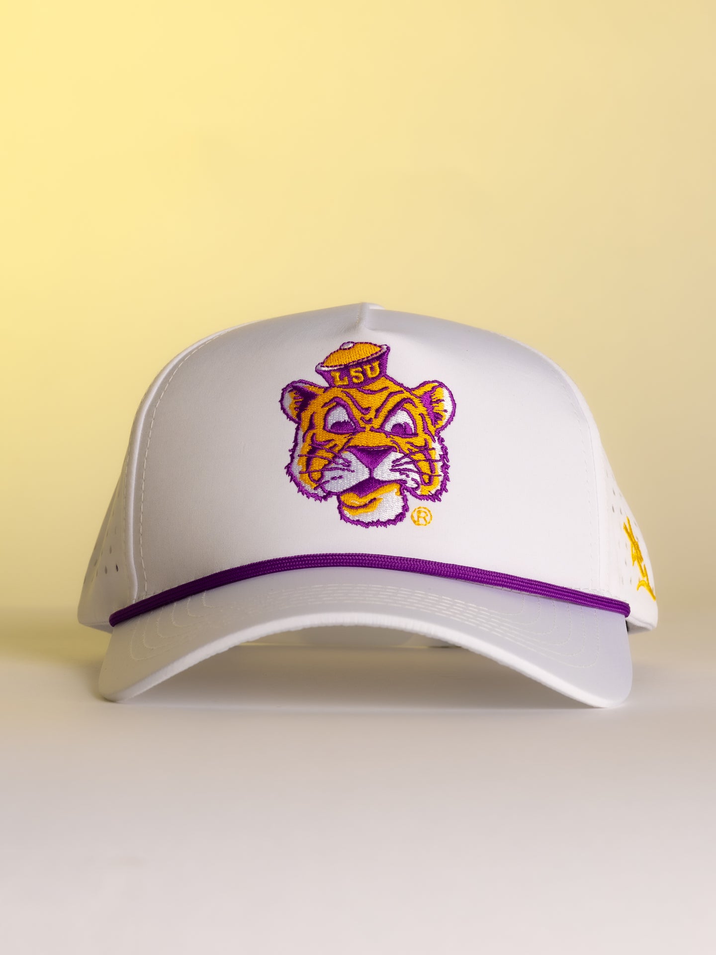 White LSU Retro Mike Hat