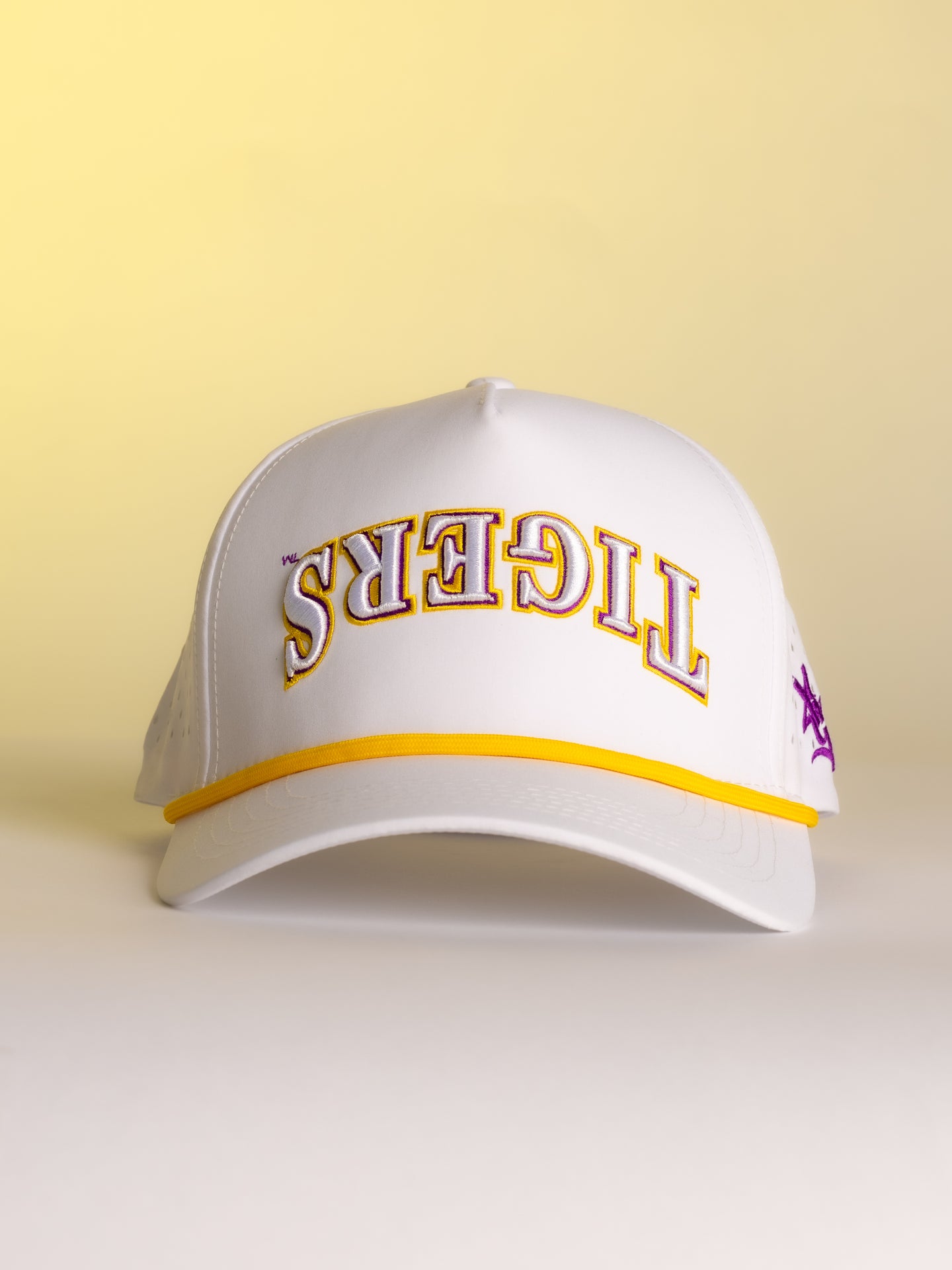 White LSU Flipped Tiger Hat