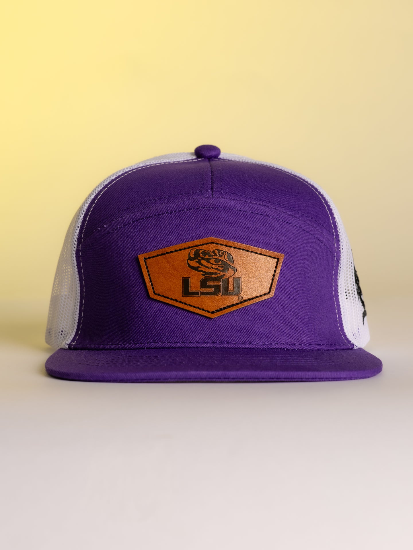 Purple LSU Leather Patch Hat