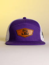 Purple LSU Leather Patch Hat